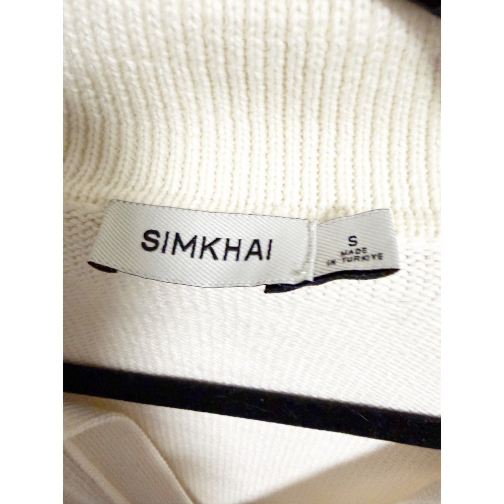 Simkhai Jules Knit Polo Shirt Long Sleeve Organic Cotton Midnight Stripe Small - Picture 5 of 7